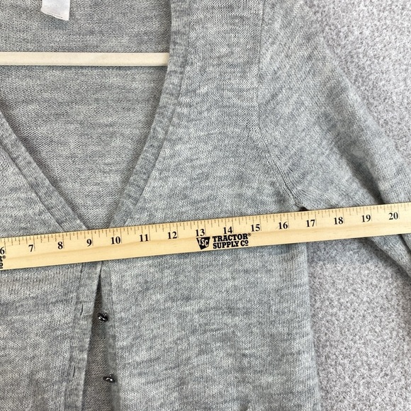 Vtg. J. Crew merino wool alpaca cardigan XS soft gray sparkle buttons pockets - Picture 4 of 11